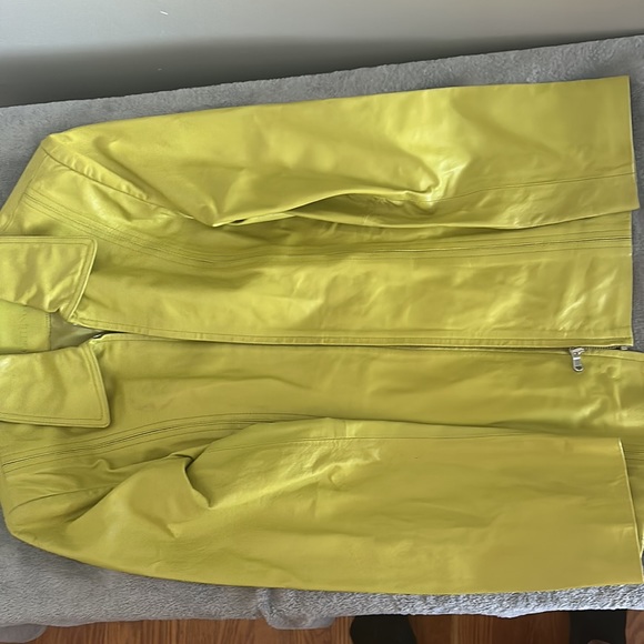 Lime Green leather spring or fall jacket - Picture 2 of 3